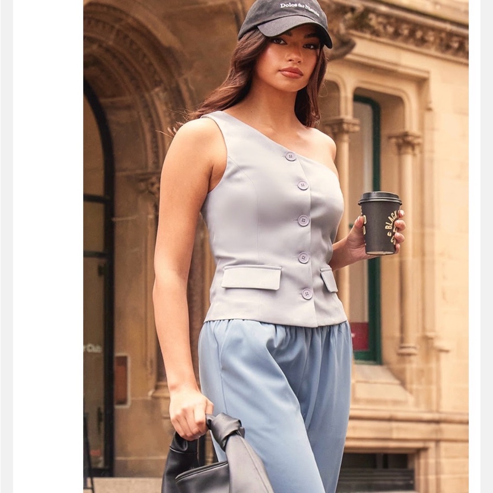 Asymmetric Button Detail Sleeveless Top